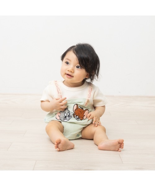 Tom＆Jerry（トムアンドジェリー）の「TOM＆JERRY トム＆ジェリー 半袖ボディスーツ 吊りブルマ風（ロンパース・キッズ・ミント・70cm/80ｃｍ）」の8枚目の写真