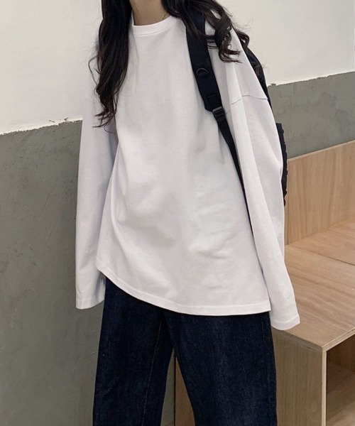 mielu(ミエル)の「ルーズスリットロンT(Tシャツ/カットソー・レディース・ホワイト/ブラック/ピンク・MEDIUM/LARGE)」の11枚目の写真