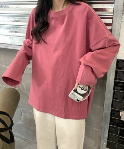 mielu(ミエル)の「ルーズスリットロンT(Tシャツ/カットソー・レディース・ホワイト/ブラック/ピンク・MEDIUM/LARGE)」の14枚目の写真