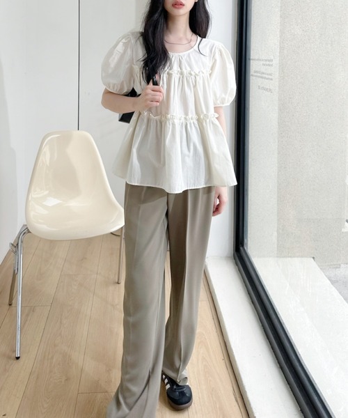 Ada.（エイダ）の「パフスリーブ ティアード ギャザー デザイン ブラウス（シャツ/ブラウス・レディース・ホワイト/アイボリー/ブルー・FREE）」の15枚目の写真