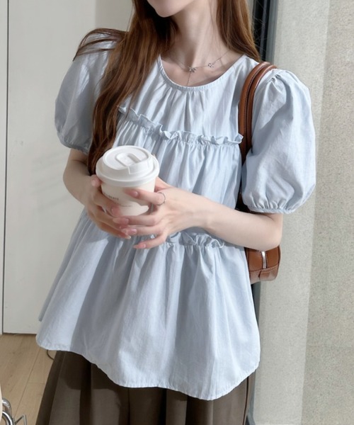 Ada.（エイダ）の「パフスリーブ ティアード ギャザー デザイン ブラウス（シャツ/ブラウス・レディース・ホワイト/アイボリー/ブルー・FREE）」の19枚目の写真