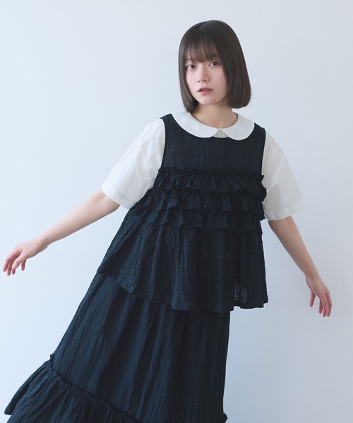 bulle de savon（ビュルデサボン）の「レノクロス frill ベスト（シャツ/ブラウス・レディース・ブラック/ホワイト・FREE）」の22枚目の写真