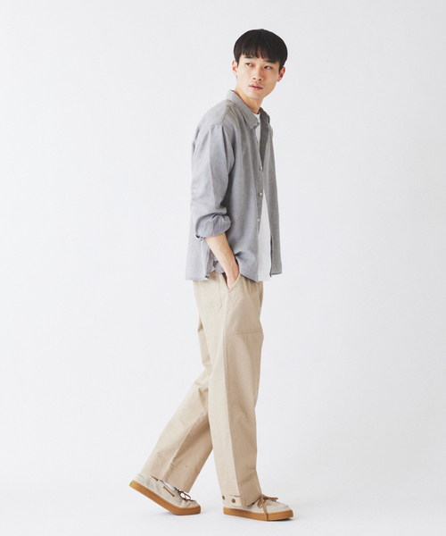 JOURNAL STANDARD relume（ジャーナルスタンダード　レリューム）の「リネンブレンド メランジドビー シャツ（シャツ/ブラウス・メンズ・ダークグリーン/ホワイト×ホワイト/ブラウン・MEDIUM/LARGE）」の9枚目の写真