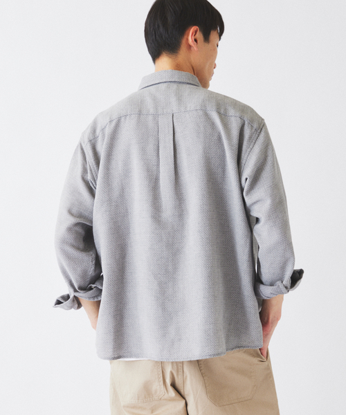 JOURNAL STANDARD relume（ジャーナルスタンダード　レリューム）の「リネンブレンド メランジドビー シャツ（シャツ/ブラウス・メンズ・ダークグリーン/ホワイト×ホワイト/ブラウン・MEDIUM/LARGE）」の12枚目の写真