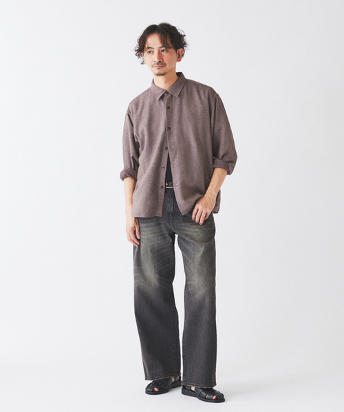 JOURNAL STANDARD relume（ジャーナルスタンダード　レリューム）の「リネンブレンド メランジドビー シャツ（シャツ/ブラウス・メンズ・ダークグリーン/ホワイト×ホワイト/ブラウン・MEDIUM/LARGE）」の16枚目の写真