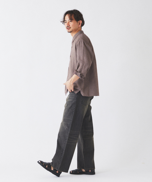 JOURNAL STANDARD relume（ジャーナルスタンダード　レリューム）の「リネンブレンド メランジドビー シャツ（シャツ/ブラウス・メンズ・ダークグリーン/ホワイト×ホワイト/ブラウン・MEDIUM/LARGE）」の17枚目の写真