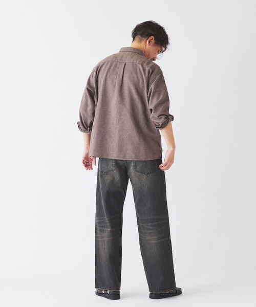 JOURNAL STANDARD relume（ジャーナルスタンダード　レリューム）の「リネンブレンド メランジドビー シャツ（シャツ/ブラウス・メンズ・ダークグリーン/ホワイト×ホワイト/ブラウン・MEDIUM/LARGE）」の18枚目の写真