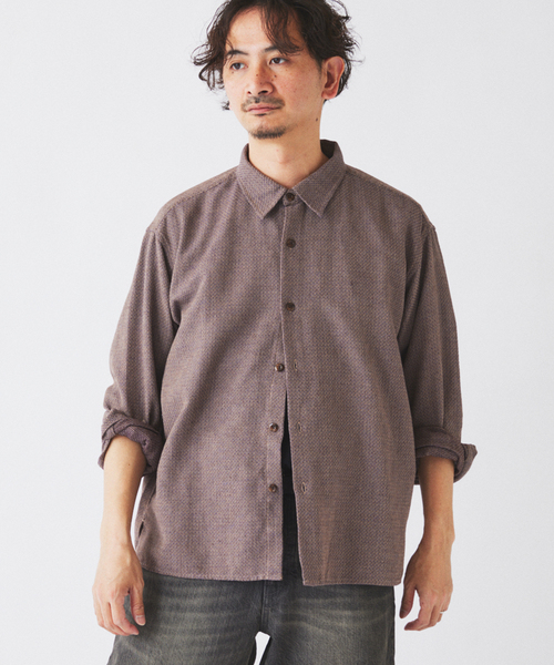 JOURNAL STANDARD relume（ジャーナルスタンダード　レリューム）の「リネンブレンド メランジドビー シャツ（シャツ/ブラウス・メンズ・ダークグリーン/ホワイト×ホワイト/ブラウン・MEDIUM/LARGE）」の19枚目の写真