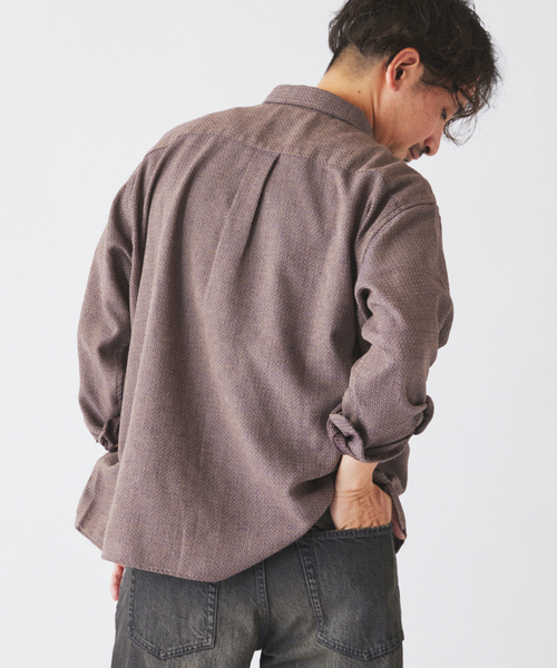 JOURNAL STANDARD relume（ジャーナルスタンダード　レリューム）の「リネンブレンド メランジドビー シャツ（シャツ/ブラウス・メンズ・ダークグリーン/ホワイト×ホワイト/ブラウン・MEDIUM/LARGE）」の21枚目の写真