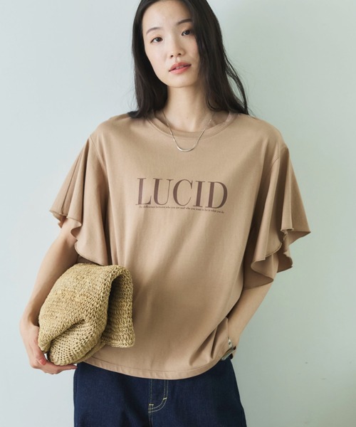 Doux archives(ドゥアルシーヴ)の「袖フリルプリントTシャツ(Tシャツ/カットソー・レディース・チャコールグレー/キャメル/オフホワイト・FREE)」の11枚目の写真