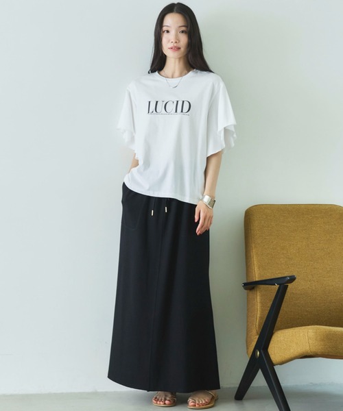 Doux archives(ドゥアルシーヴ)の「袖フリルプリントTシャツ(Tシャツ/カットソー・レディース・チャコールグレー/キャメル/オフホワイト・FREE)」の16枚目の写真