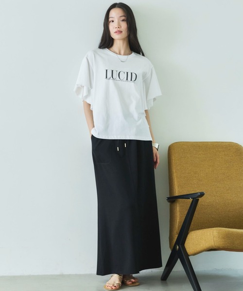 Doux archives(ドゥアルシーヴ)の「袖フリルプリントTシャツ(Tシャツ/カットソー・レディース・チャコールグレー/キャメル/オフホワイト・FREE)」の17枚目の写真