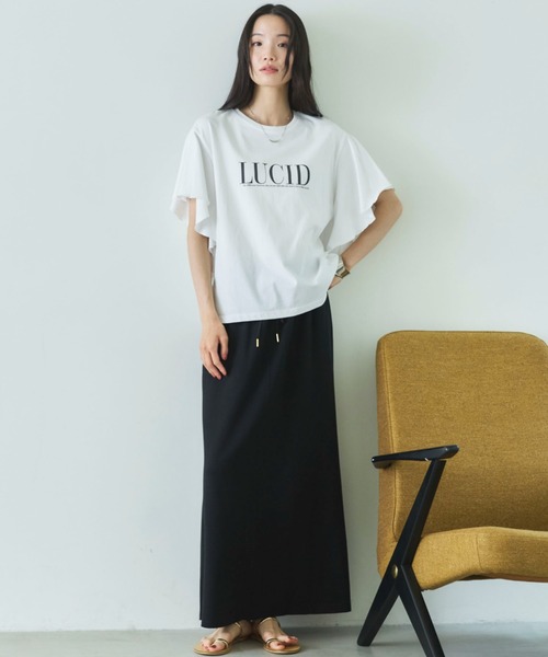Doux archives(ドゥアルシーヴ)の「袖フリルプリントTシャツ(Tシャツ/カットソー・レディース・チャコールグレー/キャメル/オフホワイト・FREE)」の18枚目の写真