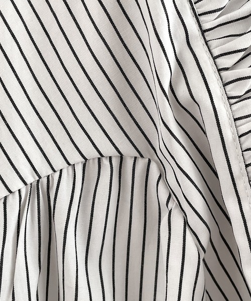 STYLE DELI（スタイルデリ）の「ストライプ柄ヨーク装飾バンドカラーシャツ（シャツ/ブラウス・レディース・ネイビー/ホワイト・FREE）」の18枚目の写真