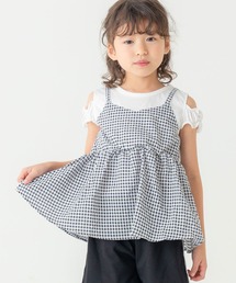 AIMABLE（エマーブル）の「【肩開き】ギンガムチェック ドッキングチュニック（100〜140cm）（チュニック）」