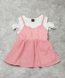 AIMABLE（エマーブル）の「【肩開き】ギンガムチェック ドッキングチュニック（100〜140cm）（チュニック）」