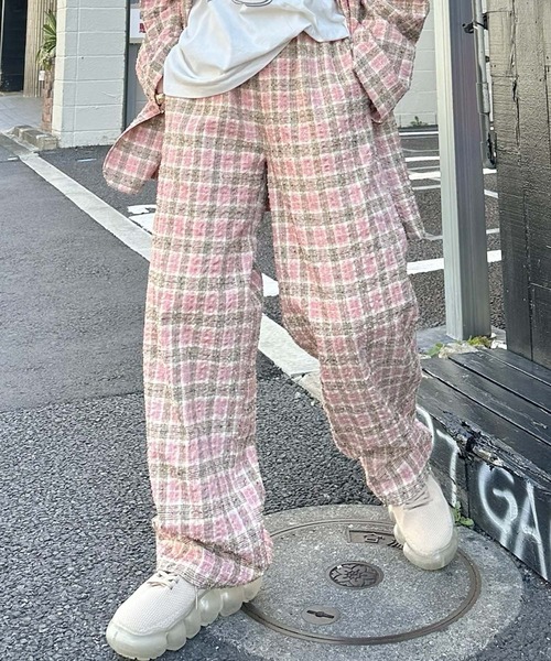 Alley Tokyo(アリートーキョー)の「【セットアップで着られる】チェックイージーパンツ(その他パンツ・レディース・ブラック/ピンク・FREE)」の1枚目の写真