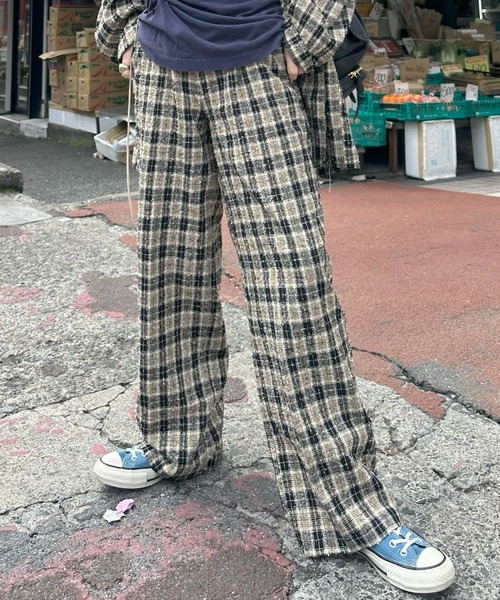 Alley Tokyo(アリートーキョー)の「【セットアップで着られる】チェックイージーパンツ(その他パンツ・レディース・ブラック/ピンク・FREE)」の2枚目の写真