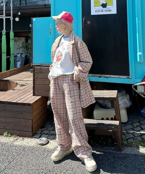 Alley Tokyo(アリートーキョー)の「【セットアップで着られる】チェックイージーパンツ(その他パンツ・レディース・ブラック/ピンク・FREE)」の11枚目の写真