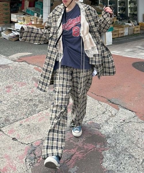 Alley Tokyo(アリートーキョー)の「【セットアップで着られる】チェックイージーパンツ(その他パンツ・レディース・ブラック/ピンク・FREE)」の4枚目の写真