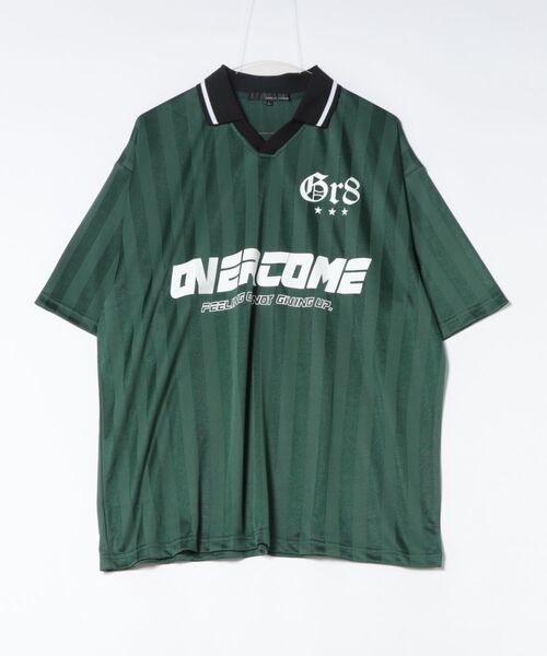 Jungle Storm(ジャングルストーム)の「ストライプ襟付きサッカーTシャツ(Tシャツ/カットソー・メンズ・グリーン/ネイビー/チャコール・LARGE/MEDIUM)」の2枚目の写真
