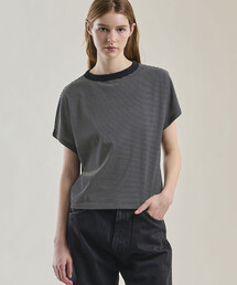 handvaerk | 60/2 キャップスリーブTシャツ STRIPE WOMEN