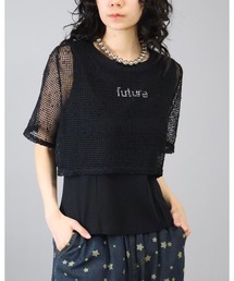 メッシュ レイヤード風 ロゴ プルオーバー