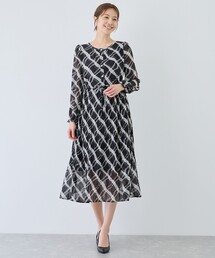 チェック切替プリーツワンピース