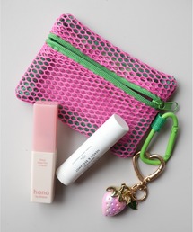 Jelly moo（ジェリームー）の「【 Jelly moo / ジェリームー 】 カラビナ付き カラー メッシュ ミニポーチ（ポーチ）」