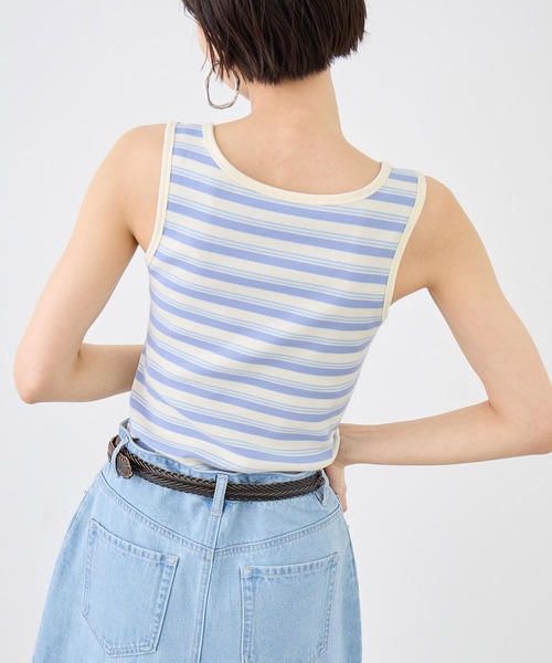 ROPE' PICNIC（ロペピクニック）の「マルチボーダーヘンリーネックタンクトップ（タンクトップ・レディース・サックスブルー/ホワイト系その他5/ブラウン・FREE）」の22枚目の写真