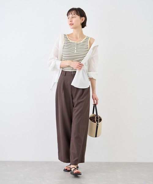 ROPE' PICNIC（ロペピクニック）の「マルチボーダーヘンリーネックタンクトップ（タンクトップ・レディース・サックスブルー/ホワイト系その他5/ブラウン・FREE）」の4枚目の写真