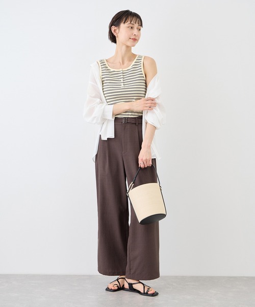 ROPE' PICNIC（ロペピクニック）の「マルチボーダーヘンリーネックタンクトップ（タンクトップ・レディース・サックスブルー/ホワイト系その他5/ブラウン・FREE）」の5枚目の写真