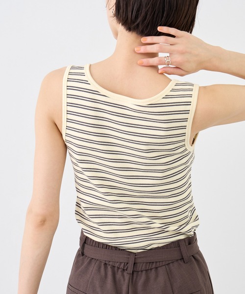 ROPE' PICNIC（ロペピクニック）の「マルチボーダーヘンリーネックタンクトップ（タンクトップ・レディース・サックスブルー/ホワイト系その他5/ブラウン・FREE）」の11枚目の写真