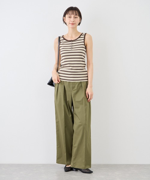 ROPE' PICNIC（ロペピクニック）の「マルチボーダーヘンリーネックタンクトップ（タンクトップ・レディース・サックスブルー/ホワイト系その他5/ブラウン・FREE）」の14枚目の写真