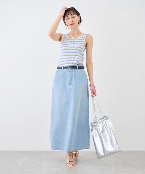 ROPE' PICNIC（ロペピクニック）の「マルチボーダーヘンリーネックタンクトップ（タンクトップ・レディース・サックスブルー/ホワイト系その他5/ブラウン・FREE）」の19枚目の写真