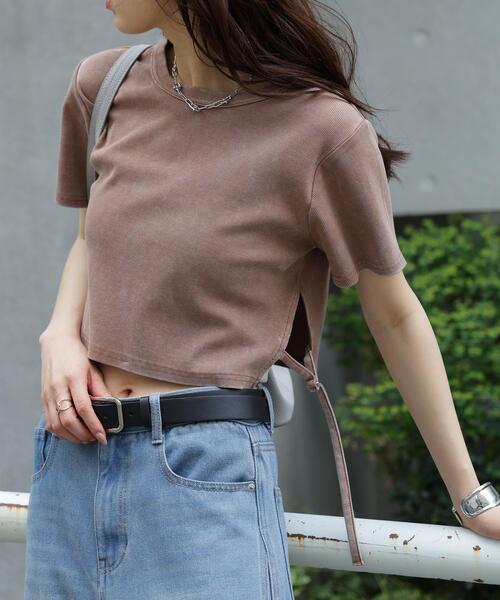 FREE'S MART(フリーズマート)の「◆ヴィンテージ加工サイドベルトT(Tシャツ/カットソー・レディース・ブラック/ブラウン/ホワイト・FREE)」の8枚目の写真