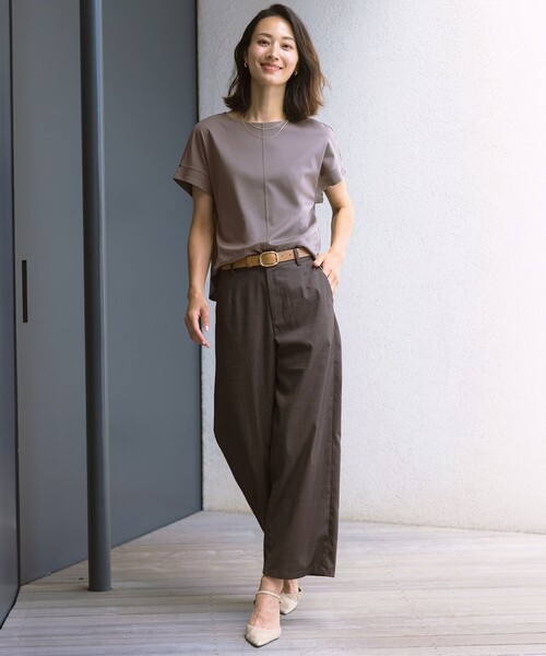 J.PRESS(ジェイプレス)の「ソフトシャンブレー ストレートパンツ(その他パンツ・レディース・ネイビー系/ダークブラウン系/ライトグレー系・11/9/7)」の6枚目の写真
