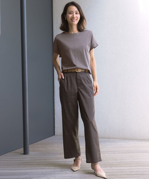 J.PRESS(ジェイプレス)の「ソフトシャンブレー ストレートパンツ(その他パンツ・レディース・ネイビー系/ダークブラウン系/ライトグレー系・11/9/7)」の7枚目の写真