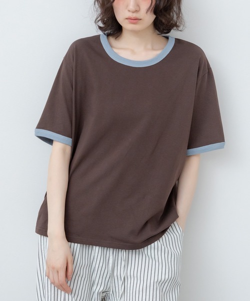 HEILIS(ヘイリス)の「オーバーサイズラグランTシャツ / オーバーサイズラグランTシャツ / リンガー オーバーサイズ 無地 ブラウン アイボリー ネイビー 半袖 カットソー Tシャツ 韓国 夏服 春服 ストリート カジュアル ノームコア(Tシャツ/カットソー・レディース・ブラウン/ネイビー/アイボリー・FREE)」の1枚目の写真