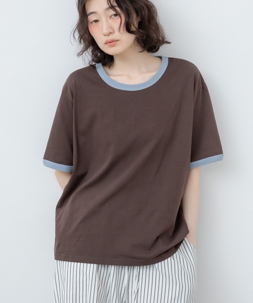 HEILIS(ヘイリス)の「オーバーサイズラグランTシャツ / オーバーサイズラグランTシャツ / リンガー オーバーサイズ 無地 ブラウン アイボリー ネイビー 半袖 カットソー Tシャツ 韓国 夏服 春服 ストリート カジュアル ノームコア(Tシャツ/カットソー・レディース・ブラウン/ネイビー/アイボリー・FREE)」の12枚目の写真
