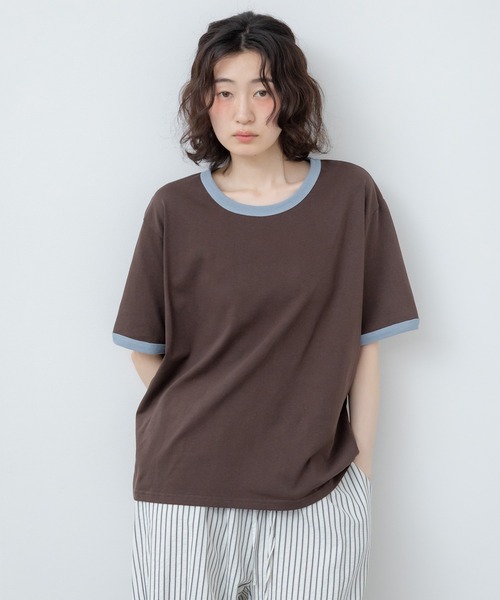 HEILIS(ヘイリス)の「オーバーサイズラグランTシャツ / オーバーサイズラグランTシャツ / リンガー オーバーサイズ 無地 ブラウン アイボリー ネイビー 半袖 カットソー Tシャツ 韓国 夏服 春服 ストリート カジュアル ノームコア(Tシャツ/カットソー・レディース・ブラウン/ネイビー/アイボリー・FREE)」の13枚目の写真