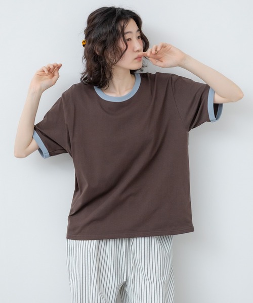 HEILIS(ヘイリス)の「オーバーサイズラグランTシャツ / オーバーサイズラグランTシャツ / リンガー オーバーサイズ 無地 ブラウン アイボリー ネイビー 半袖 カットソー Tシャツ 韓国 夏服 春服 ストリート カジュアル ノームコア(Tシャツ/カットソー・レディース・ブラウン/ネイビー/アイボリー・FREE)」の14枚目の写真