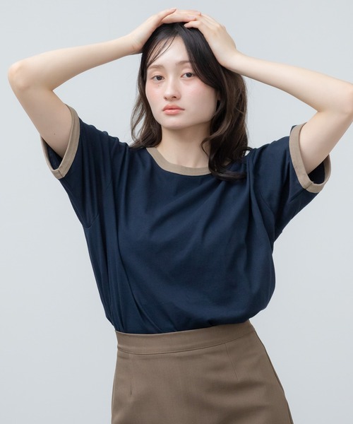 HEILIS(ヘイリス)の「オーバーサイズラグランTシャツ / オーバーサイズラグランTシャツ / リンガー オーバーサイズ 無地 ブラウン アイボリー ネイビー 半袖 カットソー Tシャツ 韓国 夏服 春服 ストリート カジュアル ノームコア(Tシャツ/カットソー・レディース・ブラウン/ネイビー/アイボリー・FREE)」の18枚目の写真
