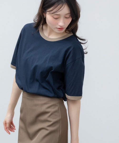 HEILIS(ヘイリス)の「オーバーサイズラグランTシャツ / オーバーサイズラグランTシャツ / リンガー オーバーサイズ 無地 ブラウン アイボリー ネイビー 半袖 カットソー Tシャツ 韓国 夏服 春服 ストリート カジュアル ノームコア(Tシャツ/カットソー・レディース・ブラウン/ネイビー/アイボリー・FREE)」の19枚目の写真