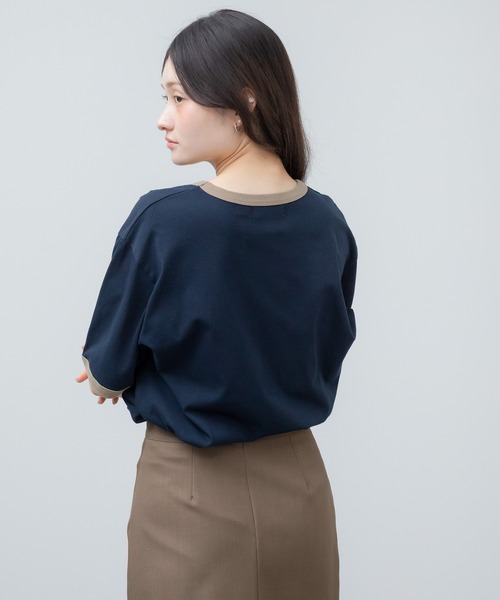 HEILIS(ヘイリス)の「オーバーサイズラグランTシャツ / オーバーサイズラグランTシャツ / リンガー オーバーサイズ 無地 ブラウン アイボリー ネイビー 半袖 カットソー Tシャツ 韓国 夏服 春服 ストリート カジュアル ノームコア(Tシャツ/カットソー・レディース・ブラウン/ネイビー/アイボリー・FREE)」の20枚目の写真