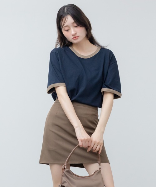 HEILIS(ヘイリス)の「オーバーサイズラグランTシャツ / オーバーサイズラグランTシャツ / リンガー オーバーサイズ 無地 ブラウン アイボリー ネイビー 半袖 カットソー Tシャツ 韓国 夏服 春服 ストリート カジュアル ノームコア(Tシャツ/カットソー・レディース・ブラウン/ネイビー/アイボリー・FREE)」の21枚目の写真