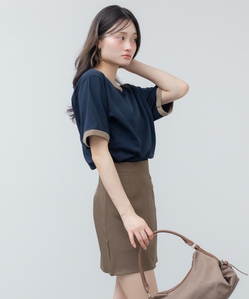 HEILIS(ヘイリス)の「オーバーサイズラグランTシャツ / オーバーサイズラグランTシャツ / リンガー オーバーサイズ 無地 ブラウン アイボリー ネイビー 半袖 カットソー Tシャツ 韓国 夏服 春服 ストリート カジュアル ノームコア(Tシャツ/カットソー・レディース・ブラウン/ネイビー/アイボリー・FREE)」の22枚目の写真