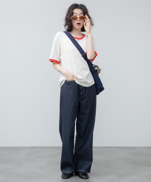 HEILIS(ヘイリス)の「オーバーサイズラグランTシャツ / オーバーサイズラグランTシャツ / リンガー オーバーサイズ 無地 ブラウン アイボリー ネイビー 半袖 カットソー Tシャツ 韓国 夏服 春服 ストリート カジュアル ノームコア(Tシャツ/カットソー・レディース・ブラウン/ネイビー/アイボリー・FREE)」の10枚目の写真