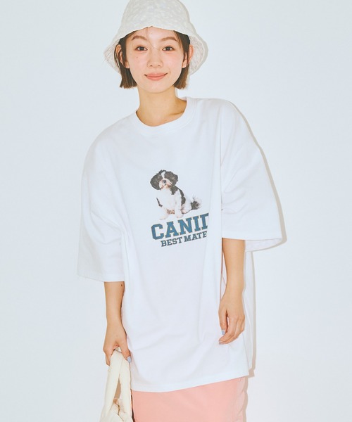 COLORME(カラーミー)の「【AKB48 伊藤百花 着用】ゆるシルエットわんこT【ユニセックス】(Tシャツ/カットソー・レディース・チャコール/ホワイト・FREE)」の6枚目の写真