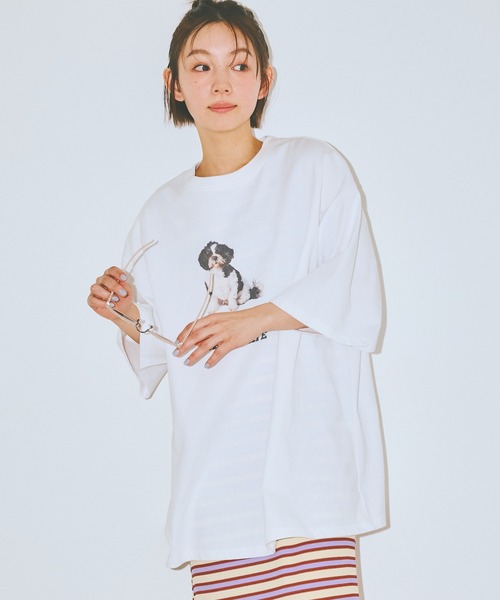 COLORME(カラーミー)の「【AKB48 伊藤百花 着用】ゆるシルエットわんこT【ユニセックス】(Tシャツ/カットソー・レディース・チャコール/ホワイト・FREE)」の9枚目の写真